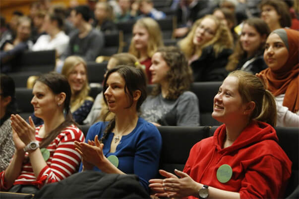 students at auditorium